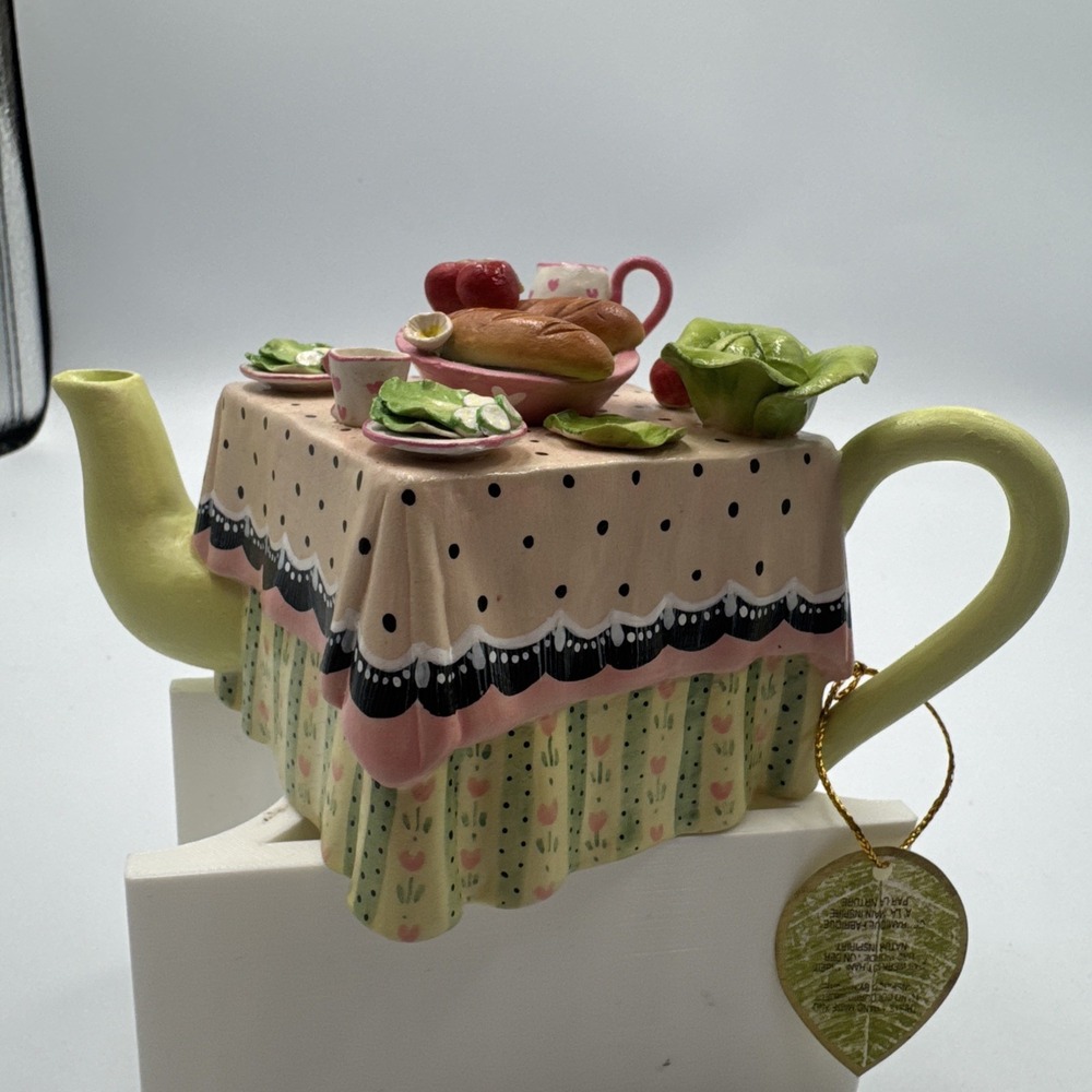 Khien Ceramic Mini Teapot— Pink/Black Polka Dot Tabletop — Collectible
